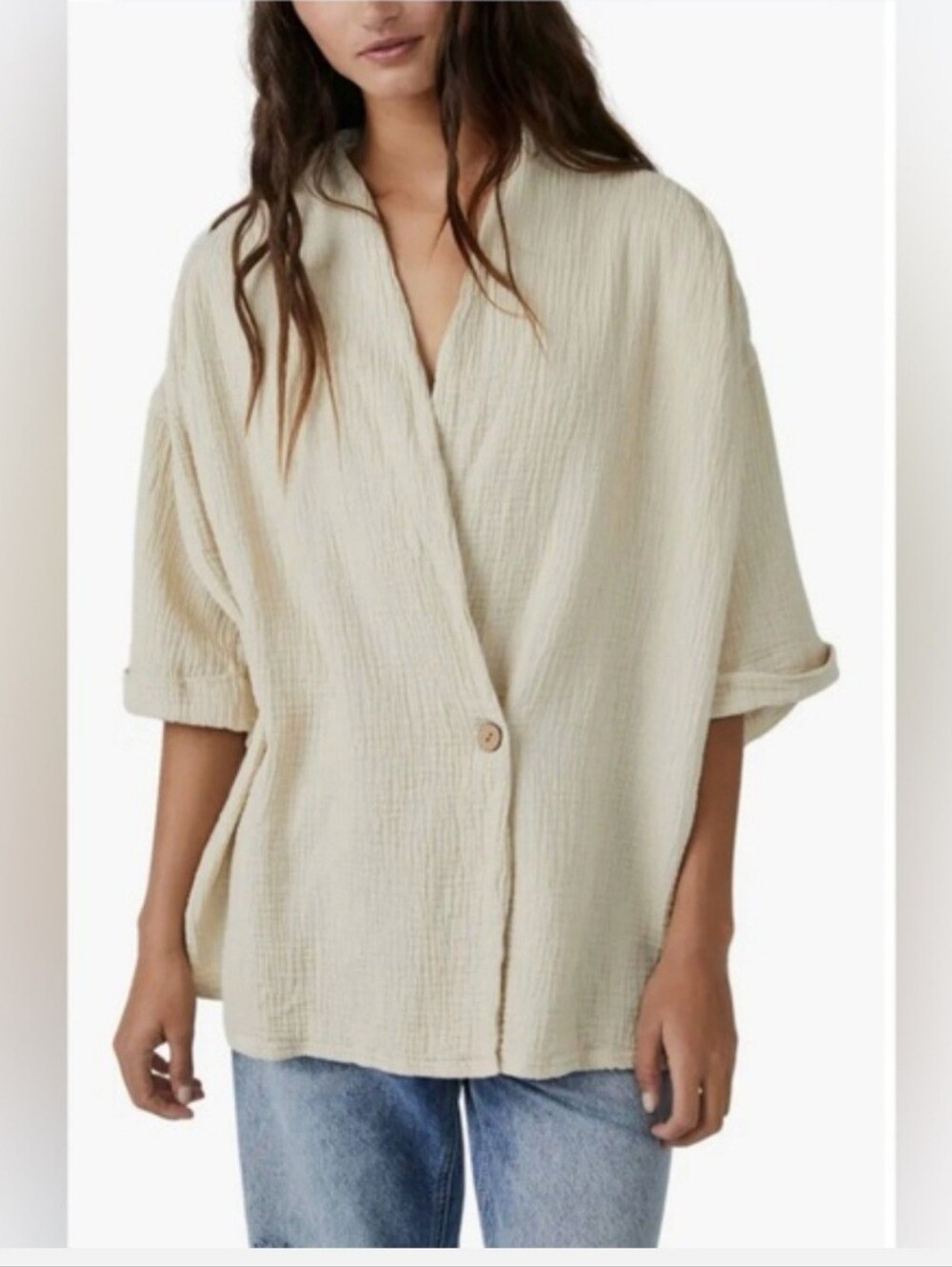 Free People Lou Blazer Shirt - Size XL - NWT - 100% Cotton